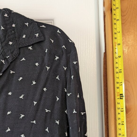 Black with white bird polka dot shirt dress with belt 14 - Picture 4 of 9